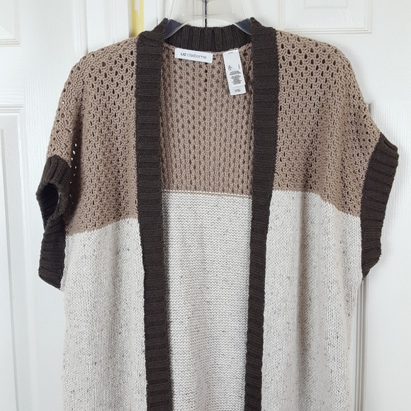 Liz Claiborne Open Front Crochet Cardigan Large - Picture 3 of 7